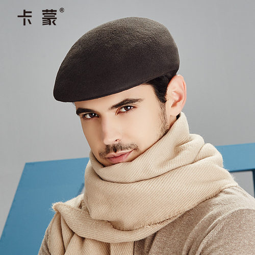 英伦风复古毛呢秋冬天纯色前进帽
