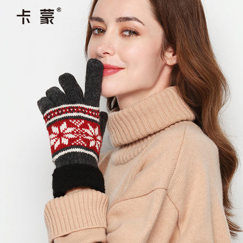 五指男青年情侣户外骑车毛线手套