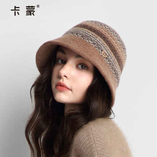 卡蒙纯羊毛保暖女士盆帽显脸小