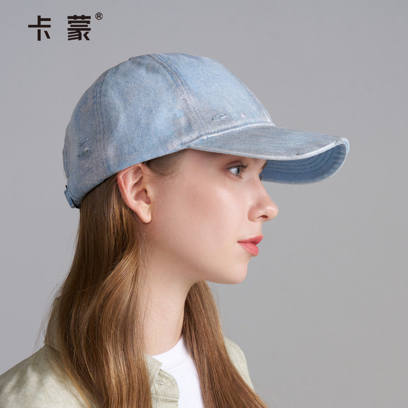 卡蒙牛仔复古鸭舌帽防晒帽子女款2025新款太阳帽登山帽显脸小