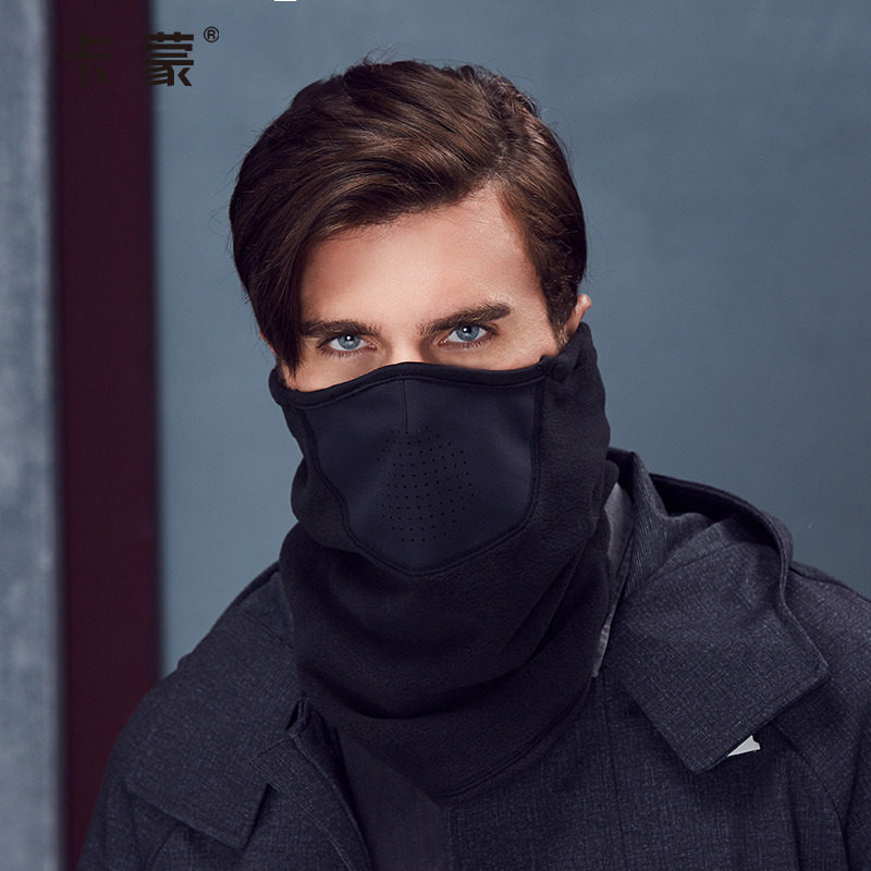 卡蒙户外运动围脖男保暖骑行男士冬季脖套百搭加厚短围巾护脸一体