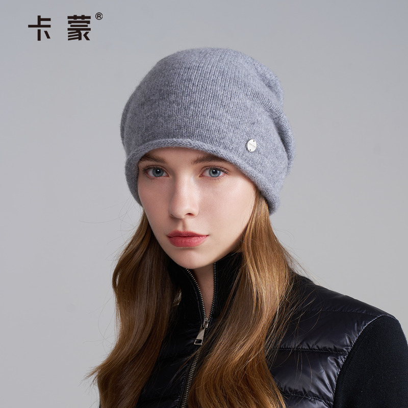 卡蒙100%纯绵羊毛针织冷帽