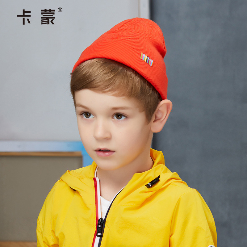 卡蒙儿童双层毛线帽冬季保暖帽子