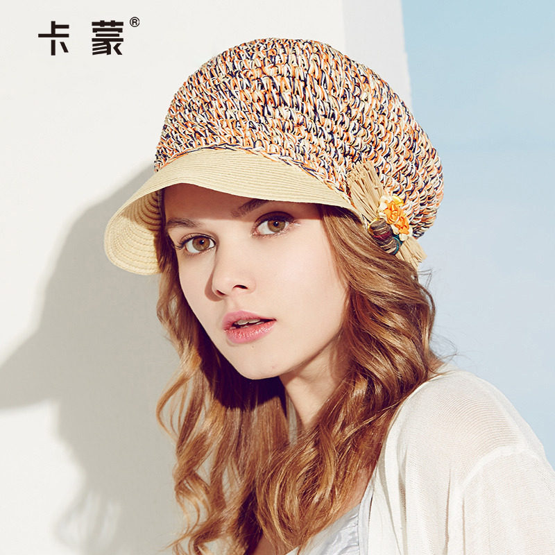 kenmont帽子春夏天女士户外贝雷帽韩国潮时尚休闲草帽遮阳帽防
