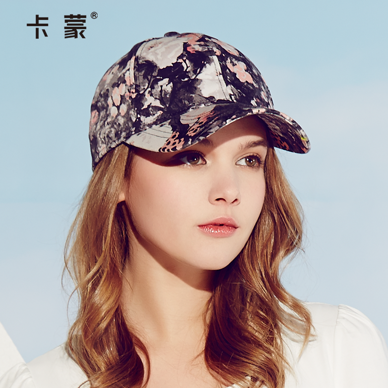 卡蒙时尚韩版碎花棒球帽女潮夏棉质街头百搭鸭舌帽大头围休闲帽子