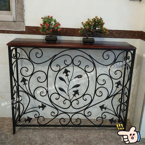 欧式铁艺玄关桌奶油风暖气上方置物架装饰遮挡罩散.热神器边柜