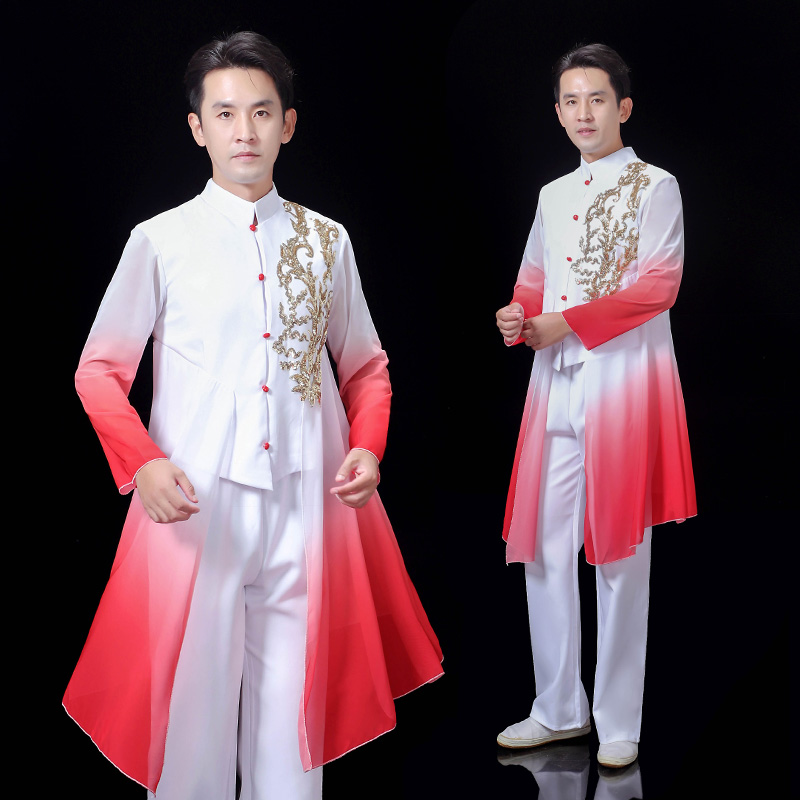 现代歌伴舞蹈服装男开场舞大摆裙