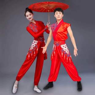 2025新款打鼓服男女中国风开场舞喜庆表演服舞龙舞狮水鼓舞秧歌服