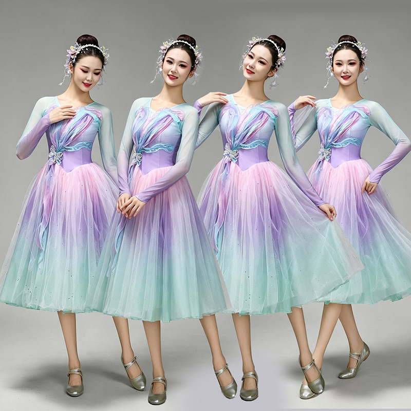 合唱演出服开场舞男伴舞连衣裙女图片