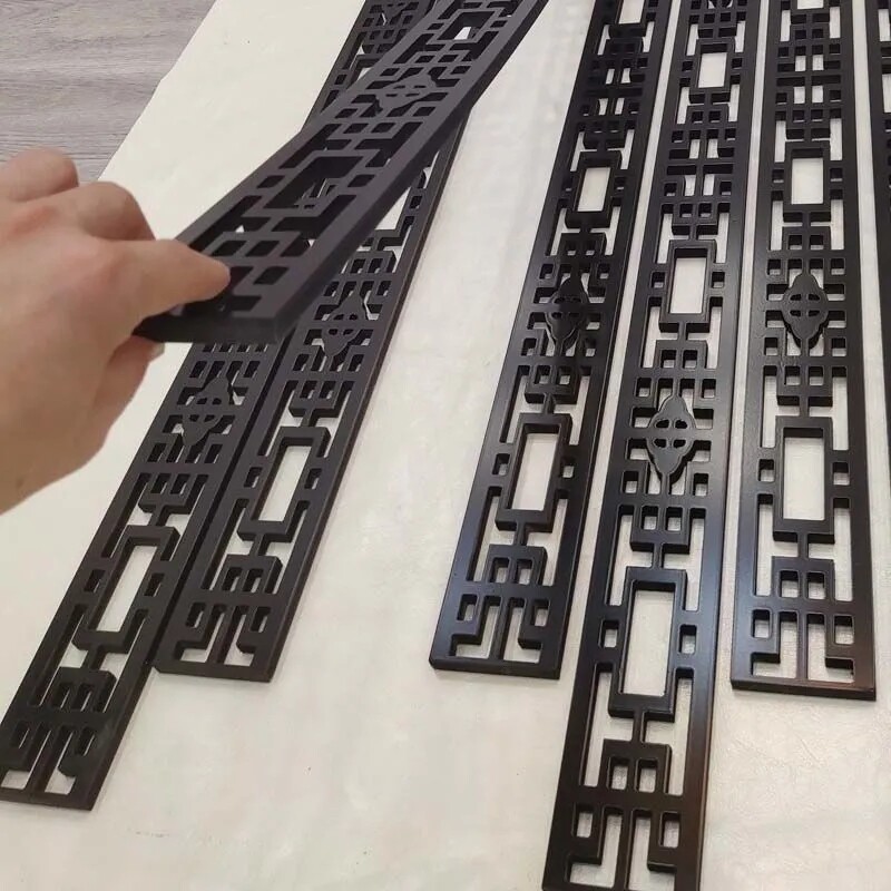 中式pvc线条装饰仿古窗风格雕花板遮挡窗花中医养生边条花格回纹