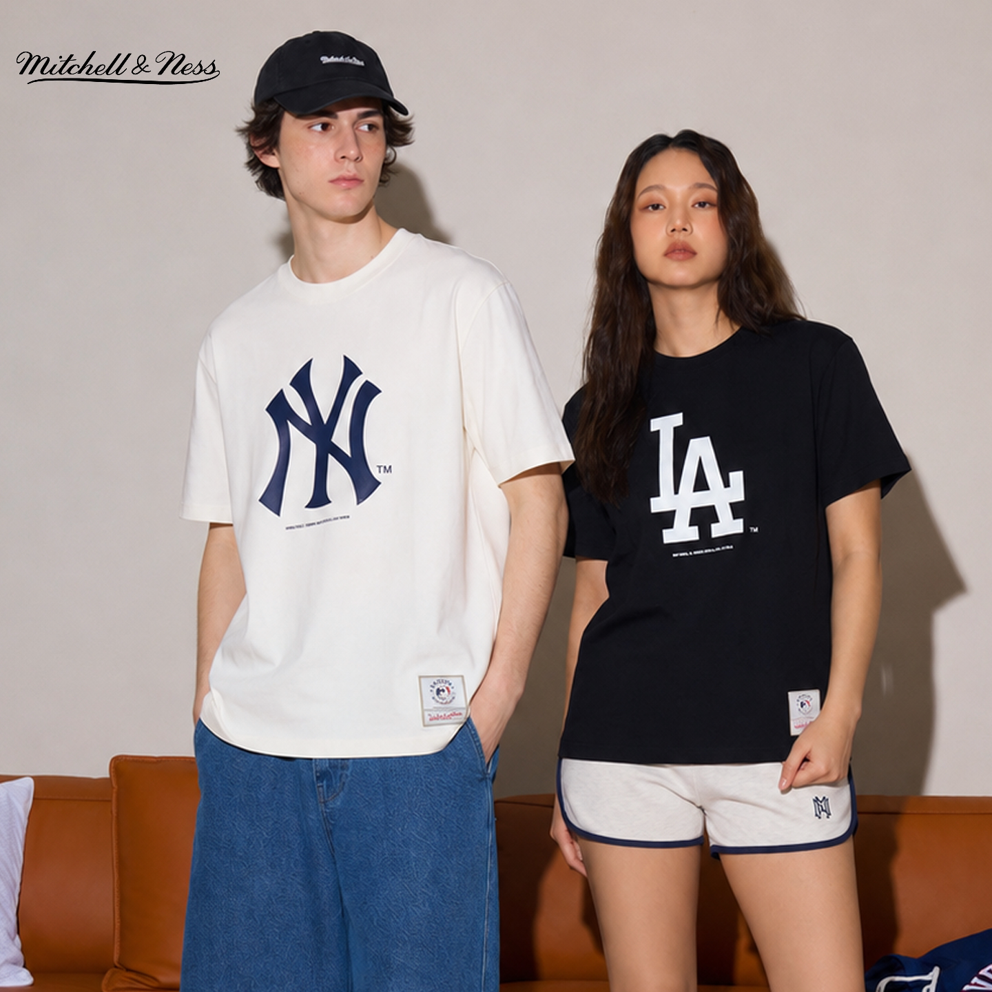 MN官方【MLB联名款】短袖T恤NY洋基LA道奇潮流简约运动上衣男女