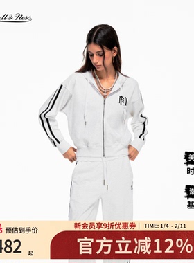 mitchell&ness25秋冬新品卫衣百搭修身短款刺绣连帽运动外套女MN