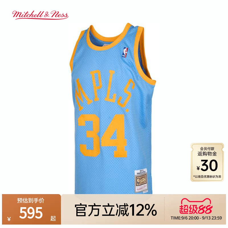 MN湖人队奥尼尔34号球衣球迷版图片