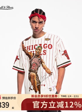 mitchell&ness短袖T恤公牛队猛龙队经典复古圆领运动T恤情侣MN