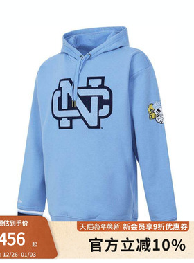 mitchell&ness卫衣北卡罗莱纳大学美式保暖运动休闲连帽卫衣男MN