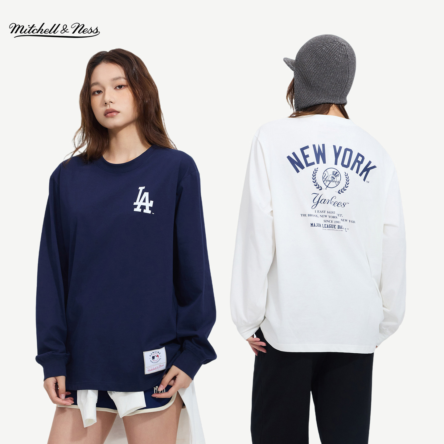 MNxMLB道奇洋基运动长袖T恤男女图片