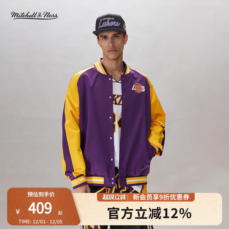 MN湖人队缎面防风保暖棒球夹克男