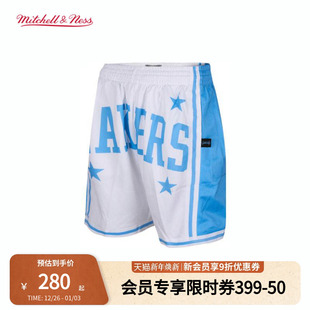 男MN 复古撞色运动运动球裤 mitchell&ness短裤 湖人队BigFace美式
