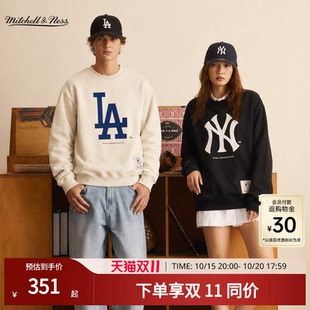MN官方【MLB联名款】卫衣NY洋基LA道奇复古圆领休闲运动上衣男女