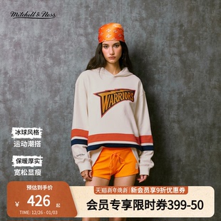 mitchell&ness25秋冬新品 保暖连帽冰球服情侣MN 卫衣勇士公牛美式