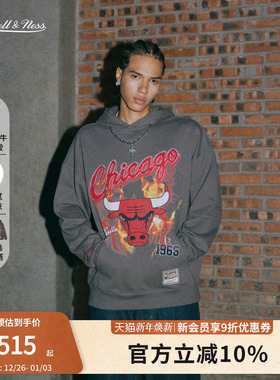mitchell&ness25秋冬新品卫衣公牛猛龙潮流保暖运动连帽卫衣男MN