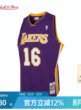 湖人队加索尔08-09赛季NBA官方MN复刻名人堂16号球衣集合SW球迷版