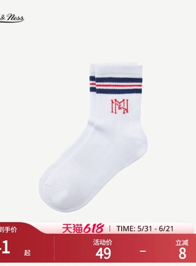 Mitchell&Ness中筒袜简约潮流轻薄透气休闲运动健身长筒袜男女MN