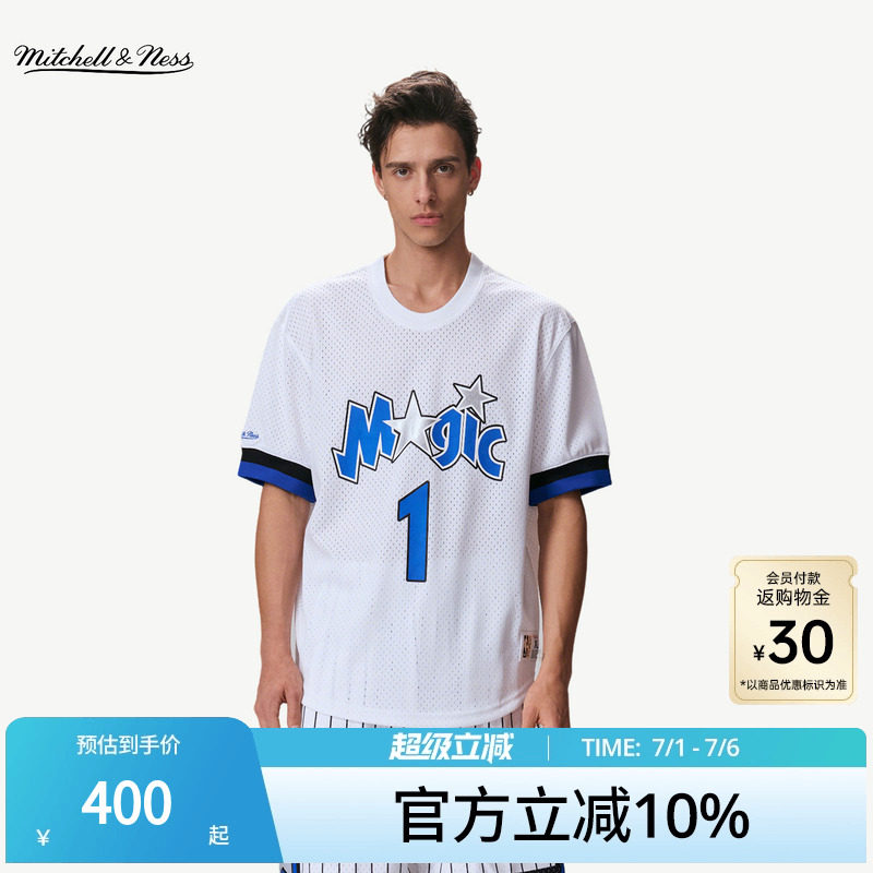 【明星同款】Mitchell&Ness短袖T恤76人魔术运动健身上衣情侣MN - 实物图