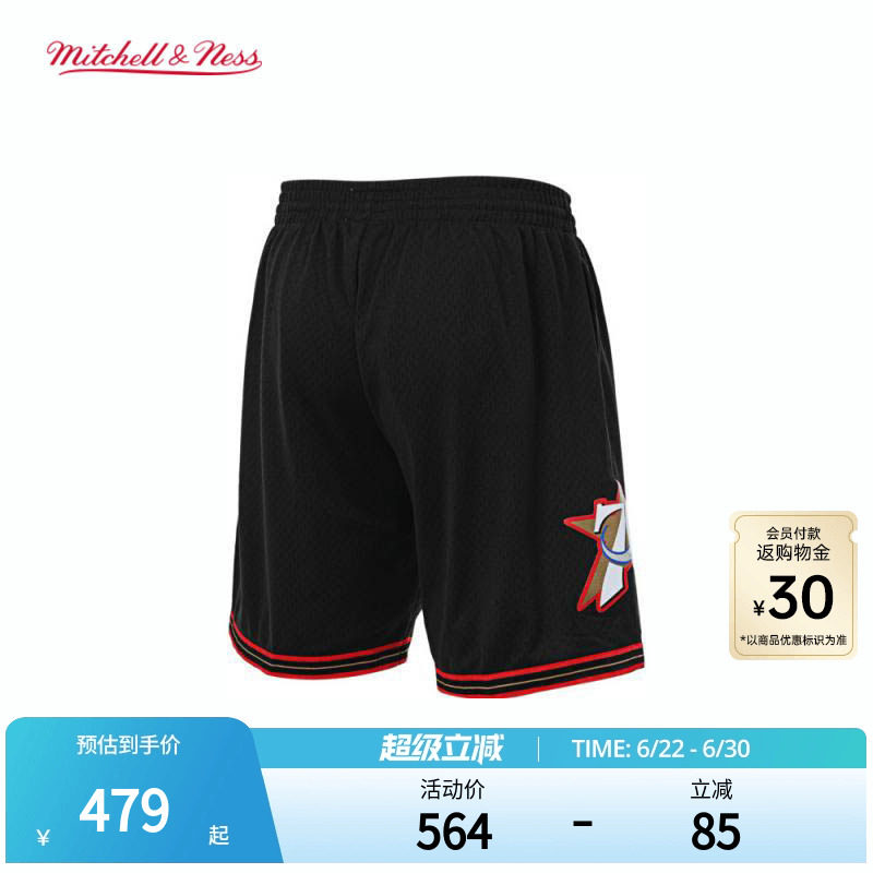 MN76人00-01赛季客场球裤美式复古舒适透气运动短裤球迷版男NBA - 实物图
