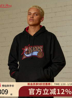 mitchell&ness卫衣湖人勇士76人经典百搭厚实保暖运动连帽衫男MN