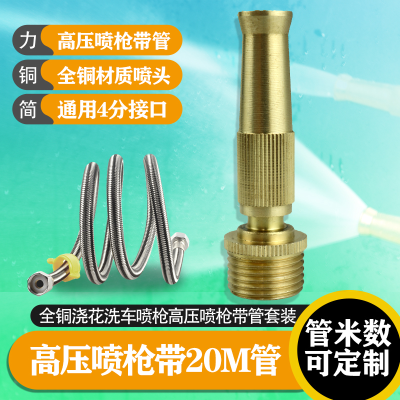 全铜家用洗车4分软管水管喷枪