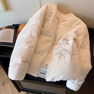 女装 大码 国风刺绣羽绒棉服冬季 爆款 胖mm棉衣厚外套 2025新款 新中式