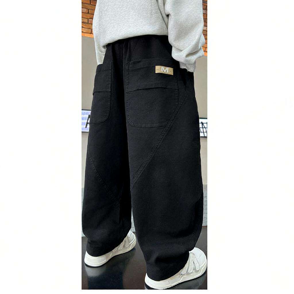 童装男童纯棉工装裤儿童直筒裤子中大童休闲裤男孩长裤宽松弯刀裤