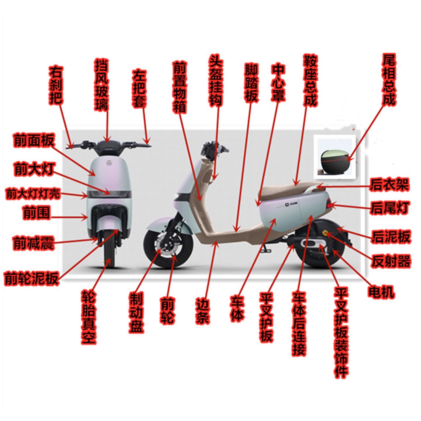 星辰A106爱玛电动车套锁仪表控制器开关电机挂钩转把全车塑料件