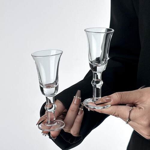 简约ins高级感透明白酒杯洋酒杯迷你高酒杯创意鸡尾酒杯