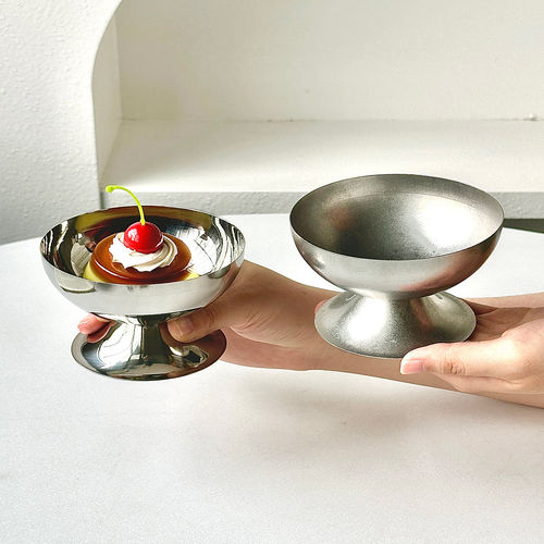 复古304不锈钢甜品杯高颜值宫廷风雪糕碗布丁杯冰淇淋杯奶昔杯