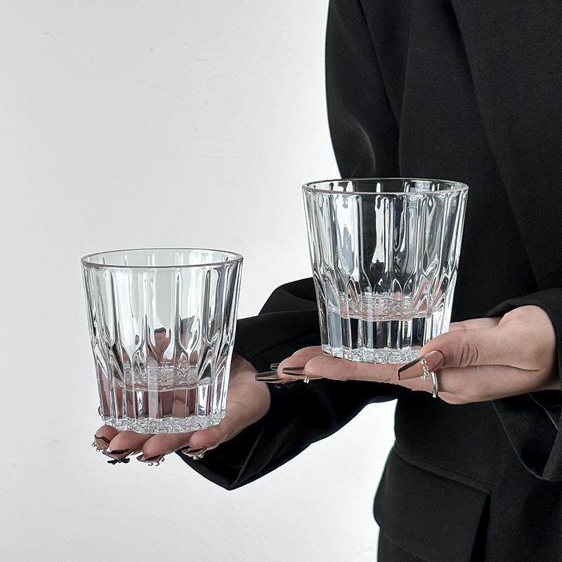 水晶玻璃杯网红啤酒杯星芒杯家用高颜值水杯加厚耐热咖啡杯洋酒杯