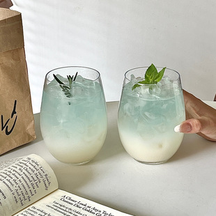 创意蛋形玻璃杯思慕雪杯氛围感鸡尾酒杯高颜值咖啡杯饮品杯饮料杯
