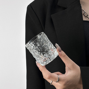 玻璃杯冰川纹水杯威士忌酒杯日式锤纹杯子饮料杯茶杯