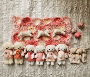 日本本土代购 泰迪熊手作艺术家关节玩偶毛绒微缩兔子熊过家家抱偶