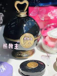 现货日本LADUREE拉杜丽薰衣草珍珠透明蜜粉饼漆黑金粉盒浮雕腮红