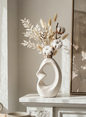 知南艺术 | 侘寂风艺术陶瓷花瓶摆件客厅插花电视柜装饰品高级感