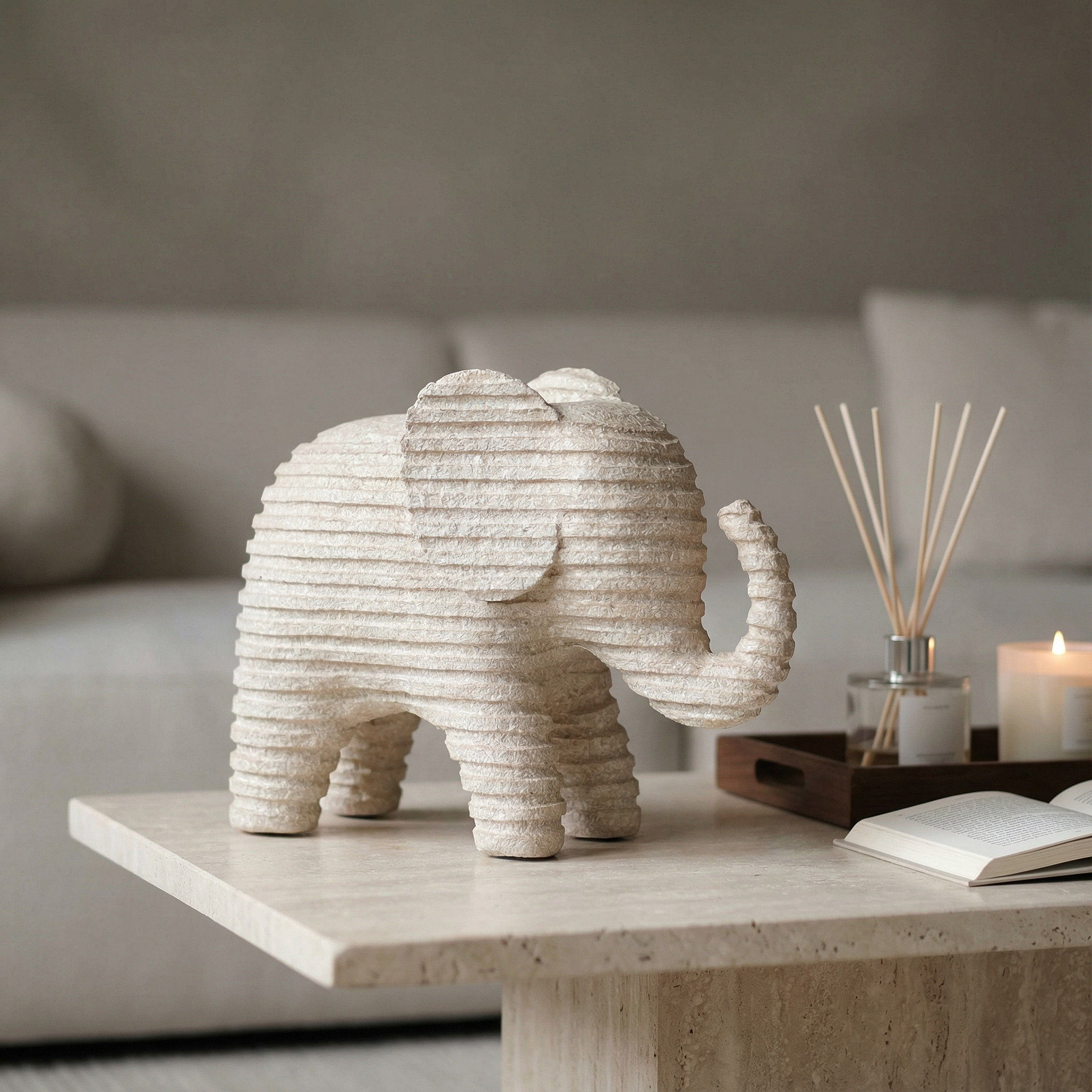 知南艺术| 侘寂风肌理感大象摆件客厅小众高级感电视柜玄关装饰品,家居饰品,桌面摆件,淘宝优惠券,粉丝福利购,淘宝优惠卷