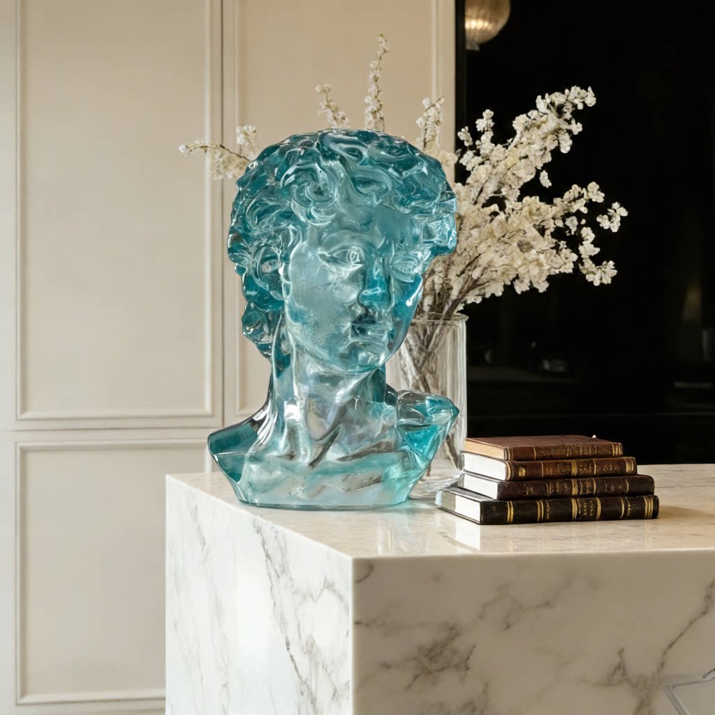 轻奢风大卫头像树脂雕塑摆件客厅手绘人物装饰品日常送礼