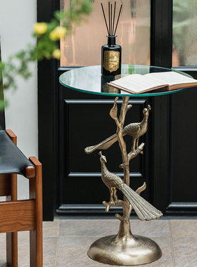 意式创意金色轻奢沙发小茶几复古艺术家具小角几边几边桌