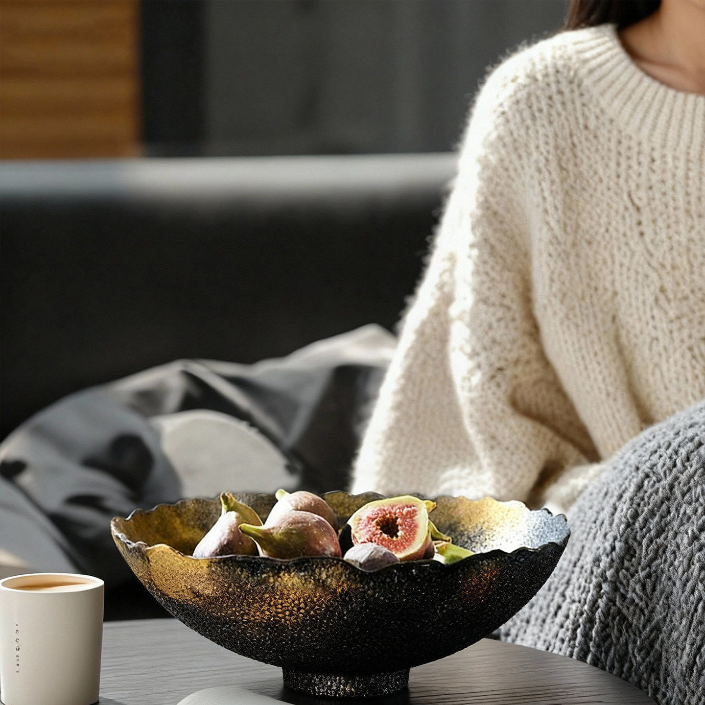 知南艺术手工金属果盘黑色波浪边水果篮家居装饰果篓,家居饰品,果盘/果篓,淘宝优惠券,粉丝福利购,淘宝优惠卷