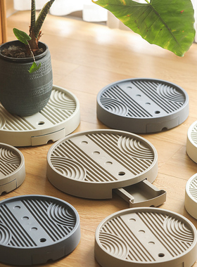 万向轮移动花盆托盘带轮滚轮接水盘塑料加厚带排水大型绿植底座