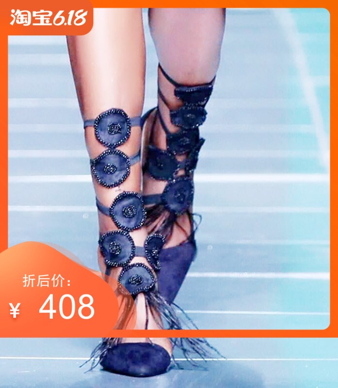 女鞋凉鞋凉靴超高跟夜店鞋走秀鞋鸟毛羽毛深蓝色尖头后拉链个性