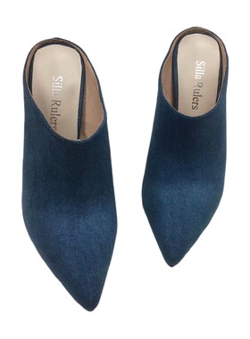 2021春夏新尖头拖 牛仔超高跟时尚外贸舒适女士细跟凉拖简约女鞋