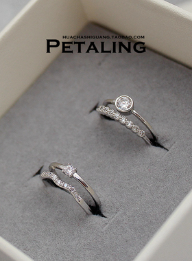 圆钻微镶锆石开口指环关节尾戒